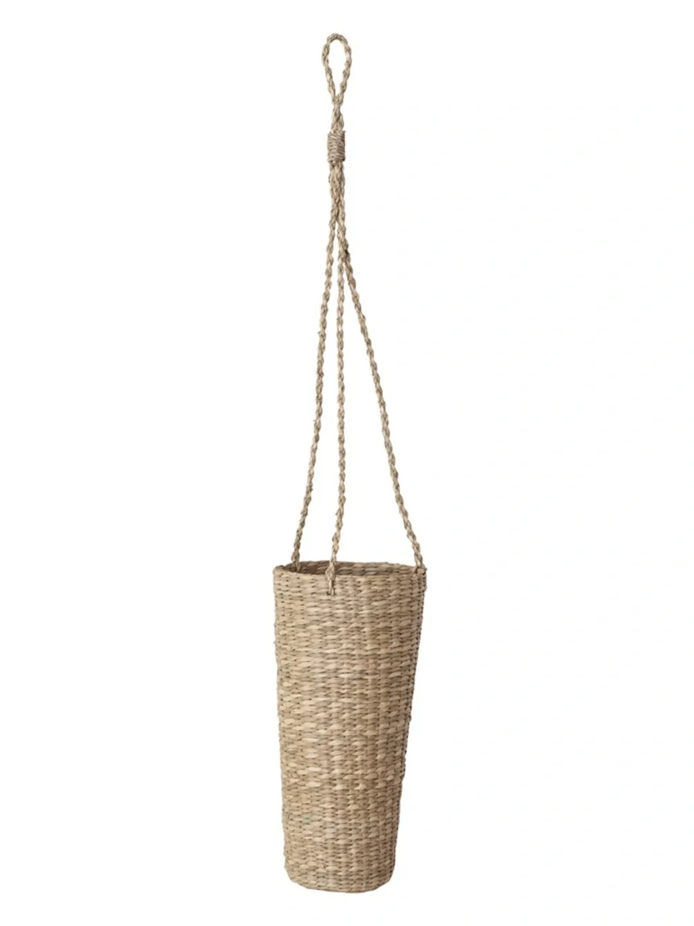 Handwoven Sea Grass Hanging Planter Basket - Natural Tan